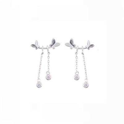 China Fashionable S925 silver candy and long drop new 925butterfly double tassel women wire long earrings for sale