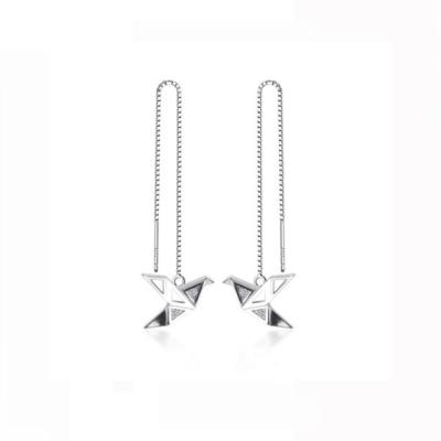 China TRENDY 925 Silver Hot Sale Fashion And Cute White Shape Stud Crane Earrings for sale