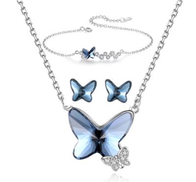 China 2022 Hot Sale FASHIONABLE Sterling Silver Crystal Jewelry Set With Austrian Crystal Animal Jewelry Set Butterfly Jewelry Sets for sale