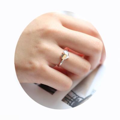 China FASHIONABLE Diamond Heart Rings Wholesale S925 Sterling Silver Fashion Cute Sweet Japan Korea Style Geometric Heart Ring for sale