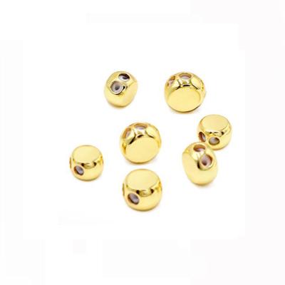 China Shiny Jewelry Accessories 18K Gold Laser Twill Batch Flower Spacer Setting Beads Ball DIY Jewelry Making 4cm*1cm*0.8cm for sale