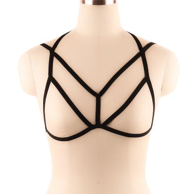 China Fashion punk women harness bra elastic cage bra Strappy hollow out bra harness bandage lingerie for sale