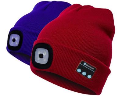 China Toque Fisherman COMMON Beanie LED Light and Headphones Customized Washable Bennie Hats Knitted Beanie Winter Hats for sale