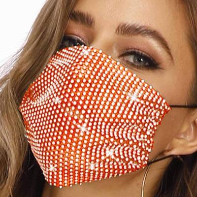 China Glittering Rhinestone Mesh Mask Crystal Masquerade Face Mask Fstrend Luxury Lady Cavity Birthday Party Mask for sale