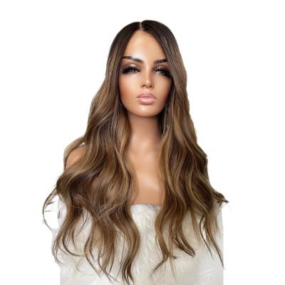 China Ombre Human Wave 100% Lace Wigs 13X4 Super Natural Swiss Lace Front Wig 613 Frontal Highlight Ash Brown Wig for sale