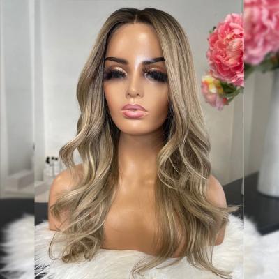 China Super Lace Front Wigs Ash Blonde Highlight Wave 613 10/613 European Blonde Full Lace Wig Glueless Human Hair Wig for sale