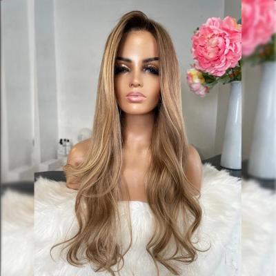 China Ash Brown Highlight Natural Human Hair Wigs Body Wave Customized Color European Hair HD Lace Front Wigs for sale