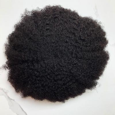 China Freestyle Or Wholesale 4mm Wave InvisHair Afro Hair Units For Men Lace Up Hairpiece 8X10 Afro Toupee For Black Men for sale