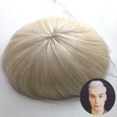 China Free Style InvisHair $139 Factory Outlet #100 White Snow Color Hair Units For Men Q6 Lace+ Poly Skin Toupee for sale