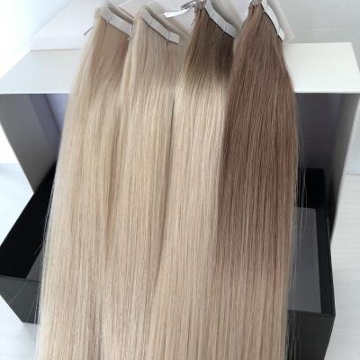 China Silky Straight Wave Sew-in Tape Hair Extensions Cuticle Aligned Hair Ends European Ombre Tape In Hair Extension for sale