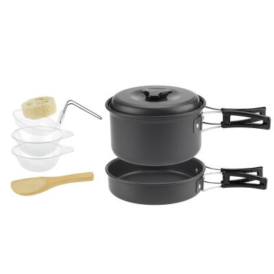 China Aluminum Alloy Pan Pot Outdoor Cooking Set Frying 1-2 Person Portable Camping Outdoor for sale