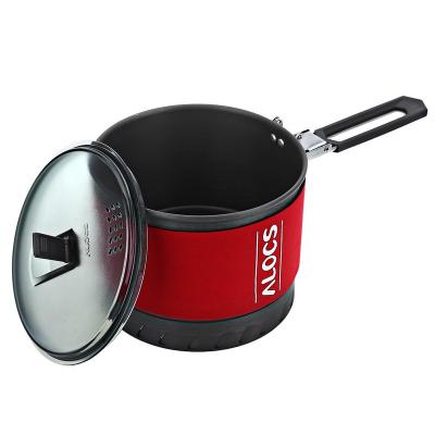 China Alocs 1.3L Portable Quick Heating Pot Cookware Utensils Outdoor Portable Camping Pot with Bowl Cup for sale