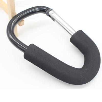 China M Size 18T160M Big Size Sponge Handle Aluminum Alloy Carabiner Trolley Hanger Stroller Shopping Bag Hard Clip Hook for sale