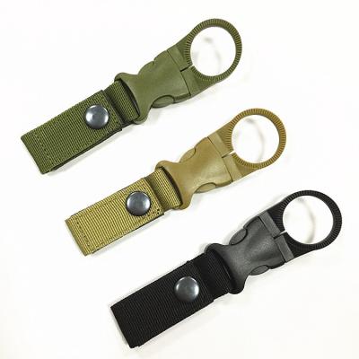 China Easy Outdoor Webbing Molle Backpack Buckle Water Bottle Holder Clip Tactical Nylon Carabiner Hook for sale