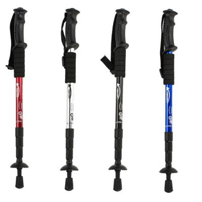 China Durable Outdoor Adjustable Shockproof Hiking Trekking Pole 6061 Aluminum Alloy 4 Section Cane 50-110cm Rods for sale