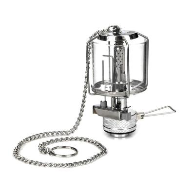 China Outdoor Portable Mini Stainless Steel Glass Gas Lamp Outdoor Camping Light for sale