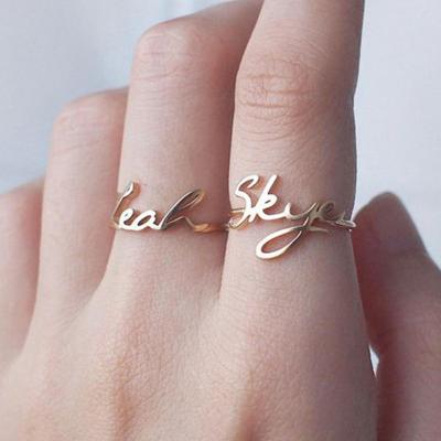 China TRENDY for Nameplate Style Custom Name Ring Gold Plated Stainless Steel Designer Birthday Anniversary Gift Ring Women Men Custom Made for sale