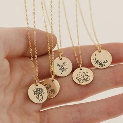 China CLASSIC Engraved Customized Style Women Stainless Steel Necklace Pendant Gold Plated Necklace for sale