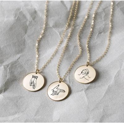 China Meaningful Gesture CLASSIC Theme Gift Personalized Engraved Custom Pendant Necklace Stainless Steel Necklaces Gold Plated for sale