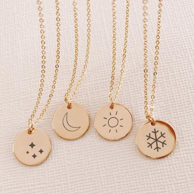 China CLASSIC Personalized Engraved Custom Jewelry Necklace Stainless Steel Charms Customized Gold Plated Weather Sun Cloud Pendant Necklace for sale