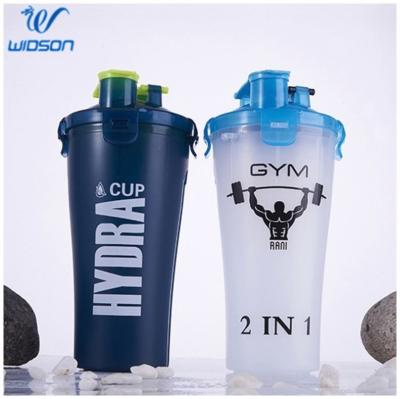 China 700ml Viable Custom Plastic Water Bottle, Double Protein Shaker Cup Gym Sports Drink for sale