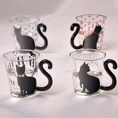 China Borosilicate Cat Cartoon Glass Cute Pattern Drinking Glass, Heat Resistant Milk/Coffee/Tea Cup for sale