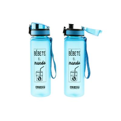 China Durable Custom Outdoor Plastic Water Bottle With Flip Top Cap And Strap for sale