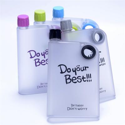 China BPA Free Custom Logo Flat Plastic Water Bottle , Notebook A5 Portable Drinking Bottle for sale