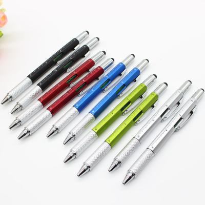 China Promotional Pen 6 in 1 Multifunctional Stylus Ballpoint Pen with Screwdriver/Ruler/Level for sale