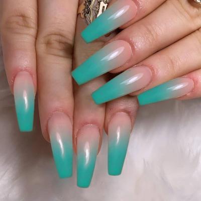 China Meaterial Eco-Friendly Collection Of Hot Selling High Quality French Extra Long Press Green Fake Nails On Nails for sale