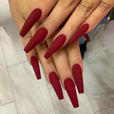 China Meaterial Eco-friendly Collection Of Hot Selling High Quality French Extra Long Press Red Fake Nails On Nails for sale