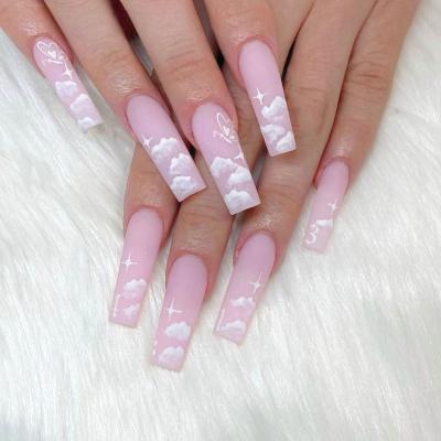 China Meaterial Eco-Friendly Collection Of Hot Selling High Quality French Extra Long Press Pink Fake Nails On Nails for sale