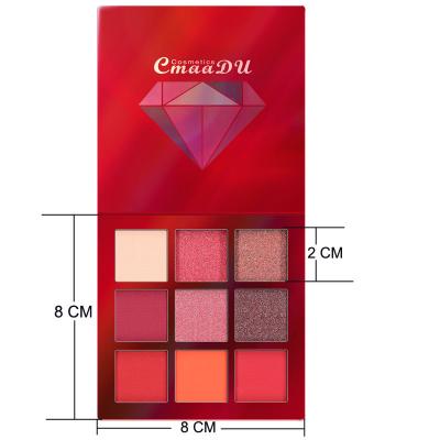 China CmaaDu 9 Color Waterproof Eye Shadow Diamond Glitter Eyeshadow Palette Shiny High Gloss Eyeshadow for sale