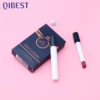 China QIBEST Cigarette Waterproof Lipstick Set Matte Velvet Easy Color Lipstick Long Lasting Tube Lipstick Set for sale