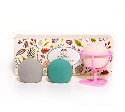 China 3D Sponge Makeup Sponge Clinging Powder Blast Makeup Beauty Sponge Blending Egg Set With Holder for sale