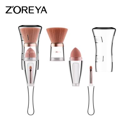 China Angular Blush ZOREYA 3 In 1 Face Makeup Brushes With Eyeshadow Soft Synthetic Sponge Cover Flat Hair Contour Brush for sale