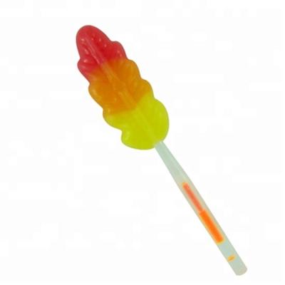 China Leaf Shaped Lollipop Feather Natural Luminous Lollipop Light Natural Luminous Lollipop Fruity Stick Light for sale