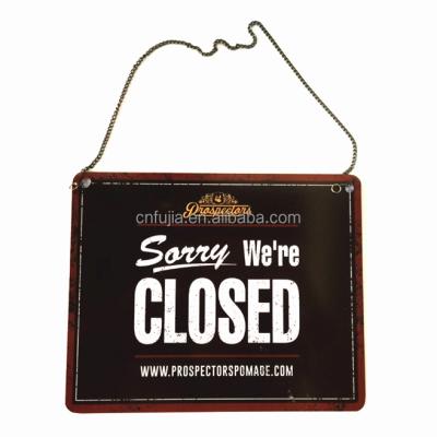 China Europe Custom Open Closed Store Embossed Funny Metal Aluminum Sign for sale