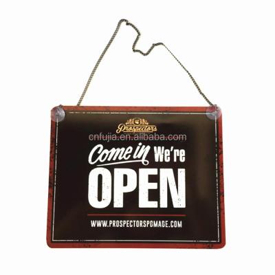 China Worldwide Double Side Printing Metal Sign Open-Closed Hanging Aluminum Sign With Key Chain Rope for sale