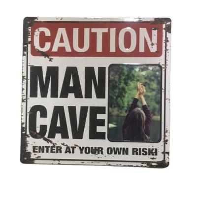 China Europe custom embossed family man cave metal photo frame cheap funny animal tin sign for sale