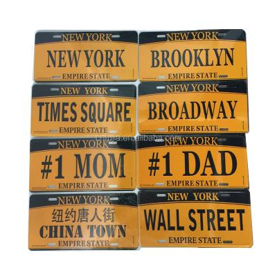 China Souvenir USA Wholesale New York Decorative Printing Plate Souvenir Aluminum Metal Embossed License Plate for sale