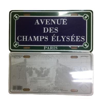 China Europe Souvenir France Customized Photo Printing Embossed Metal Postcard for sale