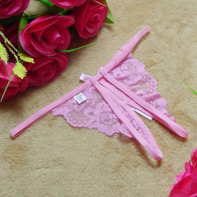 China FNY-0044 Gauze Bowknot Female Butyl Pants high quality materials open fork transparent or buttocks lace up lingerie hot women seamless panties for sale