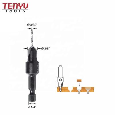 China Wood Drill Bit Power Hand Woodworking Drill Bit Tool Kit 1/4 Hex Shank Screw Hole Size Countersink Drill Bit Set For Wood Drilling for sale