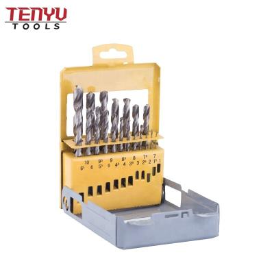 China 19 PCS DIN338 Metal Drilling Fully Ground Polished HSS Twist Metric Drill Bit Set For Metal Stainless Steel Aluminum Drilling In Metal Box for sale