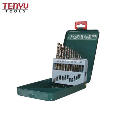 China 13Pcs DIN338 Metal Drilling Fully Ground Bright Surface HSS Drill Bits Set in Metal Box for Aluminum Alloy Wood Plastic Drilling for sale