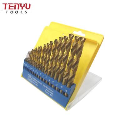 China 19pcs Metal Drilling Roll Forged Metric 1-10mm HSS Brocas Twist Cobalt Drill Bits Set For Metal Stainless Steel Plastic Drilling for sale