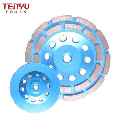 China Double Row Deburring Diamond Concrete And Granite Cup Grinding Sanding Wheel Disc With Flange for sale