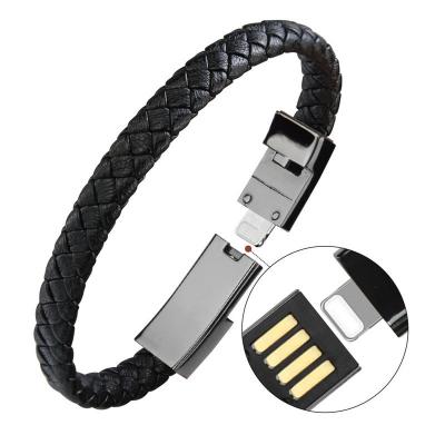 China For Type-C Micro USB Cable Charging Braided Leather Cable New Laptop Data Fast Speed ​​Phone Wristband USB Cable Wristband for sale