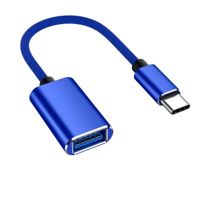 China Short Type C OTG Cable Support Function Nylon Braided USB Type C to Female USB 3.0 A Type C OTG Adapter Cable for sale